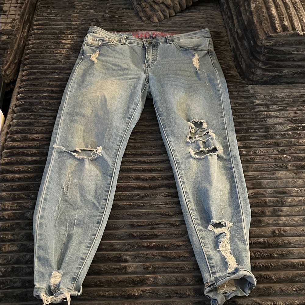 Distressed Light Blue Jeans